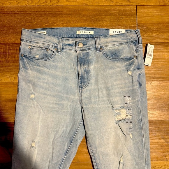 Men’s PACSUN Stacked Skinny Jeans Light Blue Stretch 33 x 32 New With Tags - Picture 5 of 5